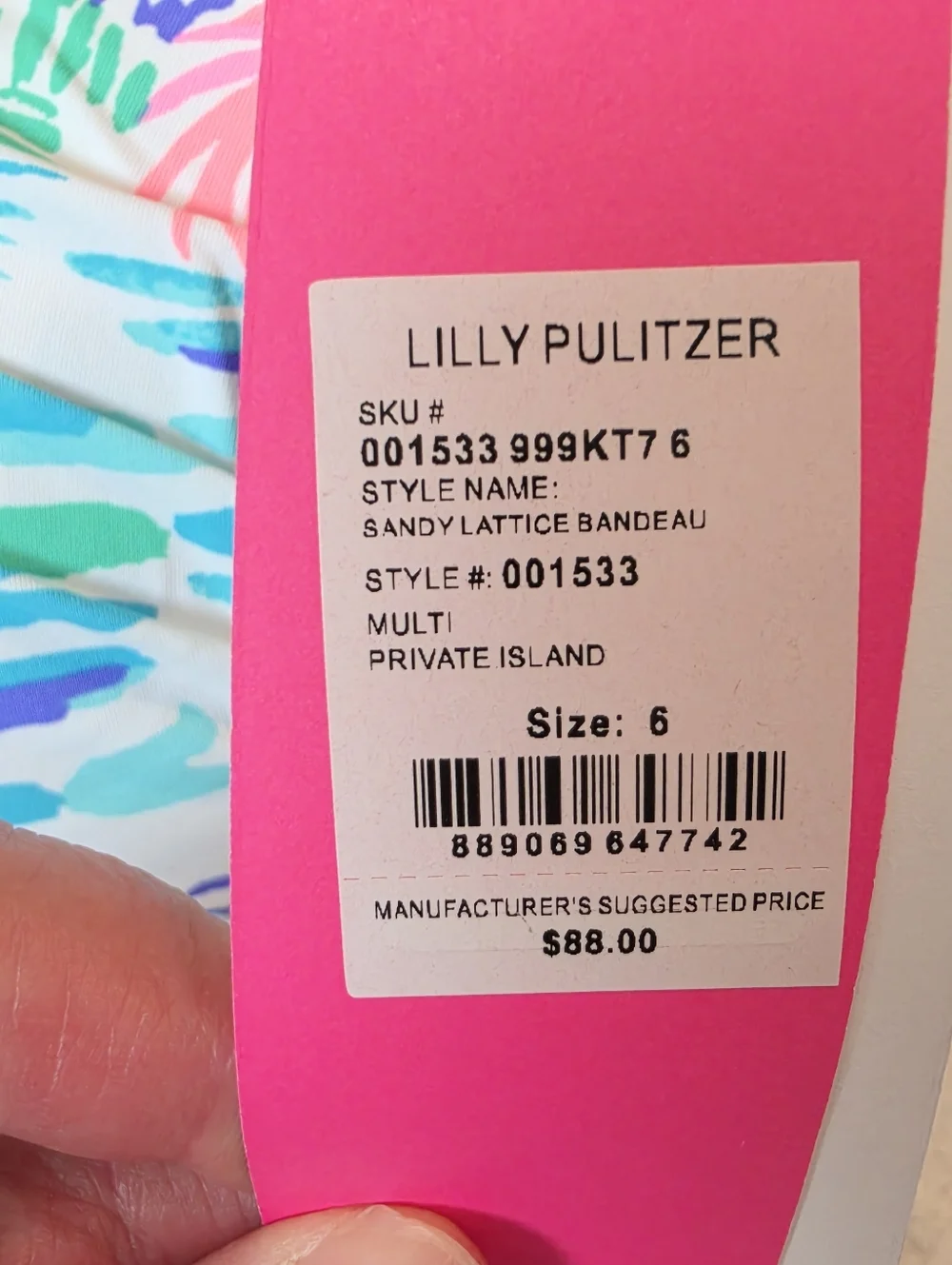 New Lilly Pulitzer Sandy Lattice Bandeau TOP ONLY Size 6